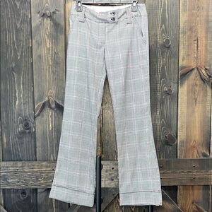 Vtg Exact Change Plaid‎ Y2K Dress Pants 3 Flare Grey Pink 90s Office Preppy